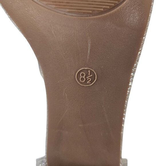 Mysoft Womens 8.5 Chunky Heels Open Toe Gold Glitter Ankle Strap Wedding Sandals - Picture 9 of 15